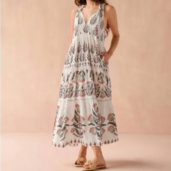 omika Dresses & Skirts - Omika Dress Floral Printed Paola Maxi Dress White Size S